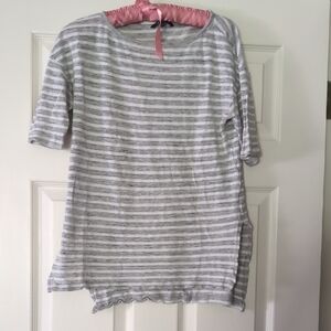 Banana Republic Light Gray and White Striped Top